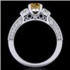 Image 4 : 2.07 CTW Intense Fancy Yellow Diamond Art Deco 3 Stone Ring 18K White Gold - REF-254T5M - 37784