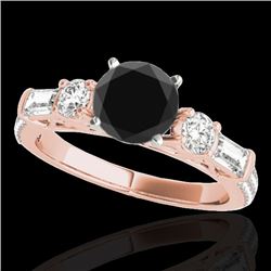2.5 CTW Certified VS Black Diamond Pave Solitaire Ring 10K Rose Gold - REF-138X8T - 35484