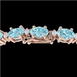 19.7 CTW Sky Blue Topaz & VS/SI Certified Diamond Eternity Bracelet 10K Rose Gold - REF-98X2T - 2938