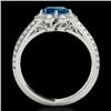 Image 2 : 2.05 CTW Si Certified Fancy Blue Diamond Solitaire Halo Ring 10K White Gold - REF-263W6F - 34482