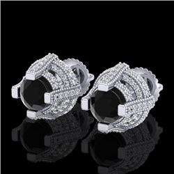 2.75 CTW Fancy Black Diamond Solitaire Micro Pave Stud Earrings 18K White Gold - REF-180T2M - 37625