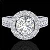 2.25 CTW Vintage Solitaire VS/SI Diamond Halo Ring 14K White Gold - REF-541W8F - 21117