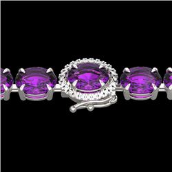 19.25 CTW Amethyst & VS/SI Diamond Tennis Micro Pave Halo Bracelet 14K White Gold - REF-109T3M - 402