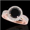 2.15 CTW Certified VS Black Diamond Solitaire Halo Ring 10K Rose Gold - REF-96F4N - 34418