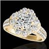 Image 1 : 2.81 CTW H-SI/I Certified Diamond Solitaire Halo Ring 10K Yellow Gold - REF-409K3W - 33960