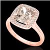 Image 2 : 3 CTW Morganite & Micro Pave VS/SI Diamond Halo Solitaire Ring 14K Rose Gold - REF-63H6A - 22847