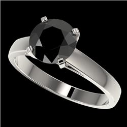 2 CTW Fancy Black VS Diamond Solitaire Engagement Ring 10K White Gold - REF-44K5W - 33032