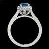 Image 2 : 2.03 CTW Si Certified Fancy Blue Diamond Solitaire Halo Ring 10K White Gold - REF-252W8F - 33540