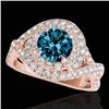 Image 1 : 2 CTW Si Certified Blue Diamond Solitaire Halo Ring 10K Rose Gold - REF-236M4H - 33879