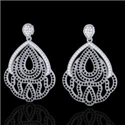 3 CTW Micro Pave Black & VS/SI Diamond Earrings Designer 18K White Gold - REF-307A5X - 21145