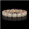 Image 1 : 24.37 CTW Opal & Diamond Halo Bracelet 10K Rose Gold - REF-372W8F - 41538
