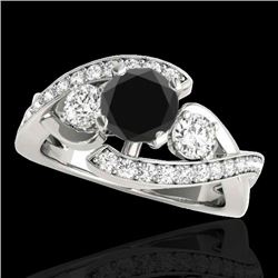 2.26 CTW Certified VS Black Diamond Bypass Solitaire Ring 10K White Gold - REF-115T3M - 35057