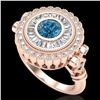 Image 1 : 2.03 CTW Fancy Intense Blue Diamond Solitaire Art Deco Ring 18K Rose Gold - REF-245M5H - 37902