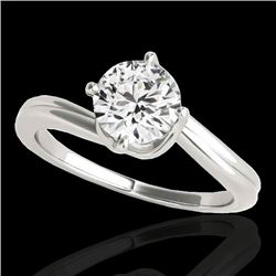 1 CTW H-SI/I Certified Diamond Bypass Solitaire Ring 10K White Gold - REF-141N3Y - 35032