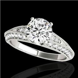 1.58 CTW H-SI/I Certified Diamond Solitaire Antique Ring 10K White Gold - REF-172H8A - 34621