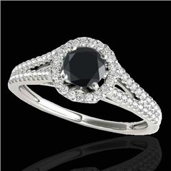 1.3 CTW Certified VS Black Diamond Solitaire Halo Ring 10K White Gold - REF-64N9Y - 33885