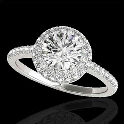 1.6 CTW H-SI/I Certified Diamond Solitaire Halo Ring 10K White Gold - REF-227A3X - 33670