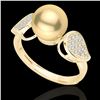 Image 2 : 0.27 CTW Micro Pave VS/SI Diamond & Golden Pearl Designer Ring 18K Yellow Gold - REF-45K3W - 22641