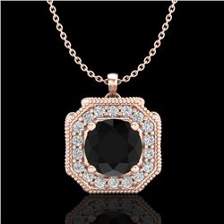 1.54 CTW Fancy Black Diamond Solitaire Art Deco Stud Necklace 18K Rose Gold - REF-120W2F - 38291