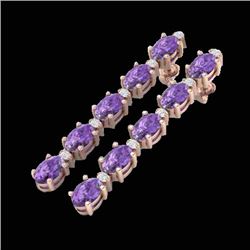 10.36 CTW Amethyst & VS/SI Certified Diamond Tennis Earrings 10K Rose Gold - REF-58N2Y - 29386