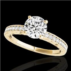 1.43 CTW H-SI/I Certified Diamond Solitaire Antique Ring 10K Yellow Gold - REF-180Y2K - 34614