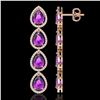 Image 2 : 10.85 CTW Amethyst & Diamond Halo Earrings 10K Rose Gold - REF-154Y2K - 41322