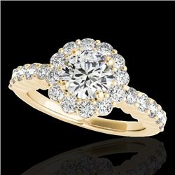1.75 CTW H-SI/I Certified Diamond Solitaire Halo Ring 10K Yellow Gold - REF-180F2N - 34161