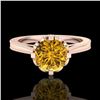 Image 2 : 1.5 CTW Intense Fancy Yellow Diamond Engagement Art Deco Ring 18K Rose Gold - REF-209F3N - 37351