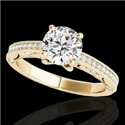1.25 CTW H-SI/I Certified Diamond Solitaire Antique Ring 10K Yellow Gold - REF-158F2N - 34740