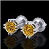 Image 1 : 1.07 CTW Intense Fancy Yellow Diamond Art Deco Stud Earrings 18K White Gold - REF-172W8F - 37539
