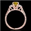 Image 2 : 1.35 CTW Certified Si/I Fancy Intense Yellow Diamond 3 Stone Set 10K Rose Gold - REF-174M5H - 35438