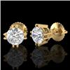 Image 2 : 1.07 CTW VS/SI Diamond Solitaire Art Deco Stud Earrings 18K Yellow Gold - REF-200A2X - 36913