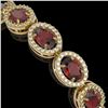 Image 4 : 14.63 CTW Garnet & Diamond Halo Bracelet 10K Yellow Gold - REF-228W2F - 40498