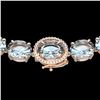 136 CTW Aquamarine & VS/SI Diamond Halo Micro Eternity Necklace 14K Rose Gold - REF-1363F6N - 22288