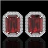 12 CTW Garnet And Micro Pave VS/SI Diamond Halo Earrings 18K White Gold - REF-73W6F - 21227