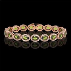 13.87 CTW Tourmaline & Diamond Halo Bracelet 10K Rose Gold - REF-271N6Y - 40473