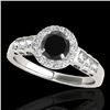 1.55 CTW Certified VS Black Diamond Solitaire Halo Ring 10K White Gold - REF-74X5T - 34363