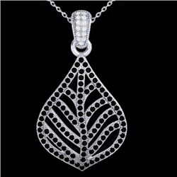 1.25 CTW Micro Pave Black & VS/SI Diamond Necklace Designer 18K White Gold - REF-136Y4K - 21283