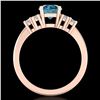Image 4 : 1.5 CTW Intense Blue Diamond Solitaire Engagement Classic Ring 18K Rose Gold - REF-218X2T - 37601
