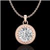 1 CTW VS/SI Diamond Solitaire Art Deco Necklace 18K Rose Gold - REF-292H5A - 36891