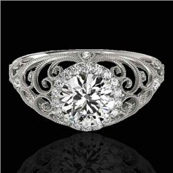 1.22 CTW H-SI/I Certified Diamond Solitaire Halo Ring 10K White Gold - REF-236K4W - 33778