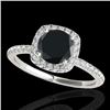 1.5 CTW Certified VS Black Diamond Solitaire Halo Ring 10K White Gold - REF-60T4M - 33337