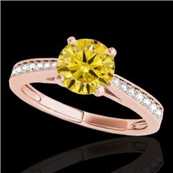 1.25 CTW Certified Si/I Fancy Intense Yellow Diamond Solitaire Ring 10K Rose Gold - REF-158N2Y - 350