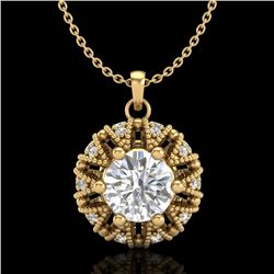 1.2 CTW VS/SI Diamond Art Deco Micro Pave Stud Necklace 18K Yellow Gold - REF-220K2W - 37000