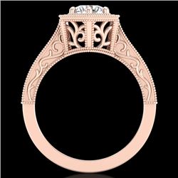 0.77 CTW VS/SI Diamond Solitaire Art Deco Ring 18K Rose Gold - REF-218W2F - 36897