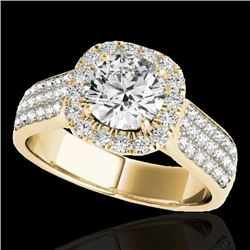 1.8 CTW H-SI/I Certified Diamond Solitaire Halo Ring 10K Yellow Gold - REF-258N2Y - 34062