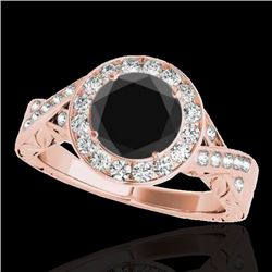 1.75 CTW Certified VS Black Diamond Solitaire Halo Ring 10K Rose Gold - REF-87Y8K - 34526