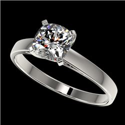 1 CTW Certified VS/SI Quality Cushion Cut Diamond Solitaire Ring 10K White Gold - REF-297N2Y - 32997