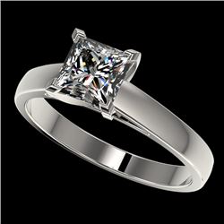 1.25 CTW Certified VS/SI Quality Princess Diamond Solitaire Ring 10K White Gold - REF-372X3T - 33013