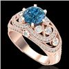 Image 1 : 2 CTW Intense Blue Diamond Solitaire Engagement Art Deco Ring 18K Rose Gold - REF-309X3T - 37979